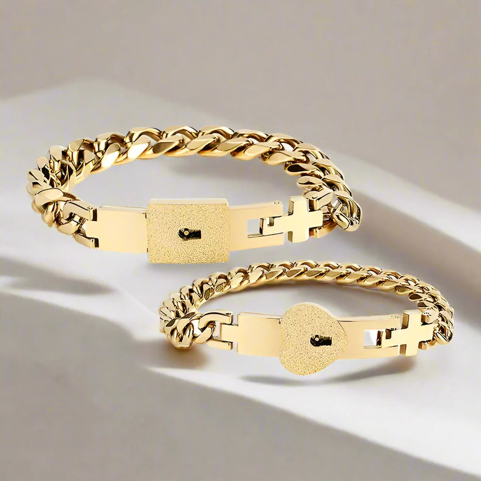 LoveLock Set – Bracciale & Collana Coppia Chiave e Lucchetto
